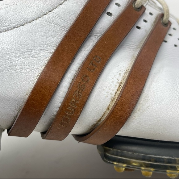 Adidas Tour 360 LTD Golf Shoes Mens 10.5 White Brown Leather Soft Spikes Lace Up - Picture 11 of 16